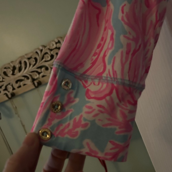 LILLY PULITZER Sophie Dress Seasalt Blue Shell We Dance 3/4 Sleeve - Picture 3 of 7